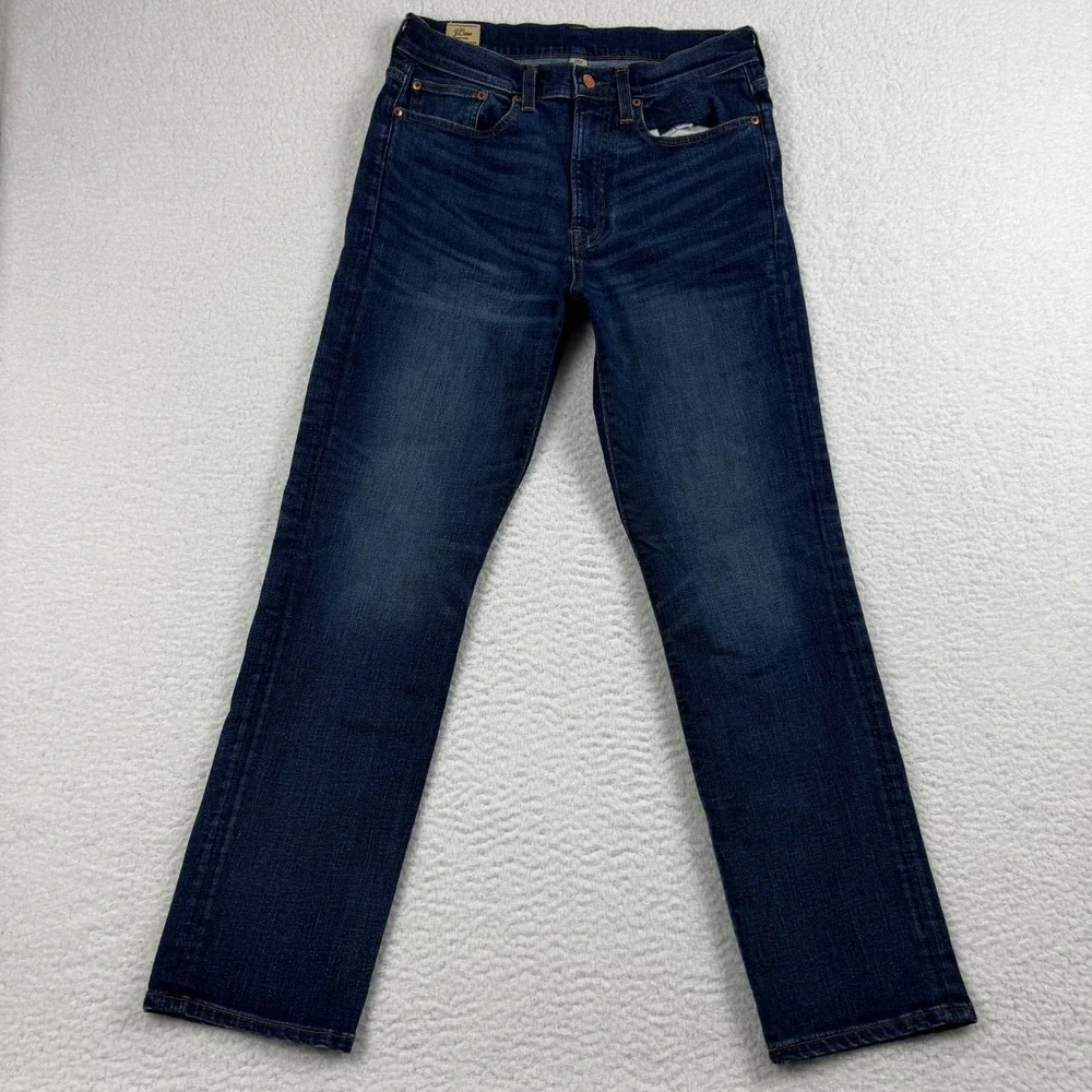 J.Crew 770 Straight Jeans Mens 30x30 Blue Denim Mid Rise Whiskers Streetwear